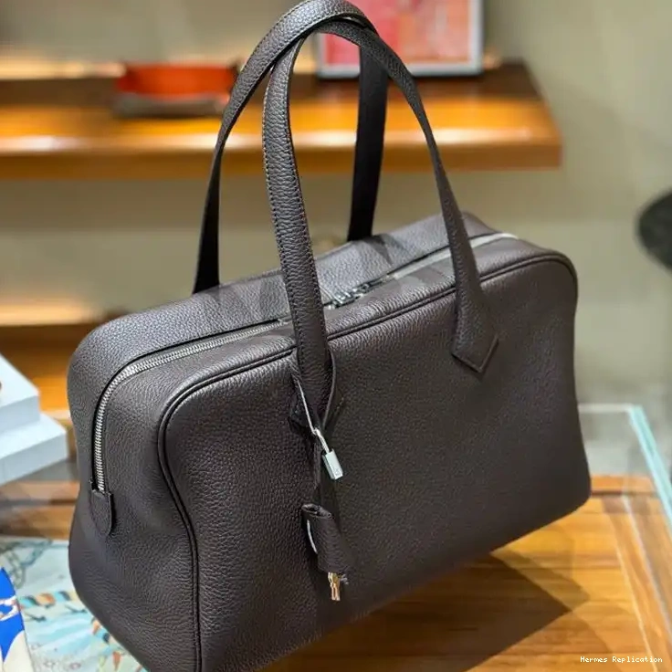 Affordable In Clemence Coffee Bag Palladium Travel Hermes Hardware Leather Victoria 0309