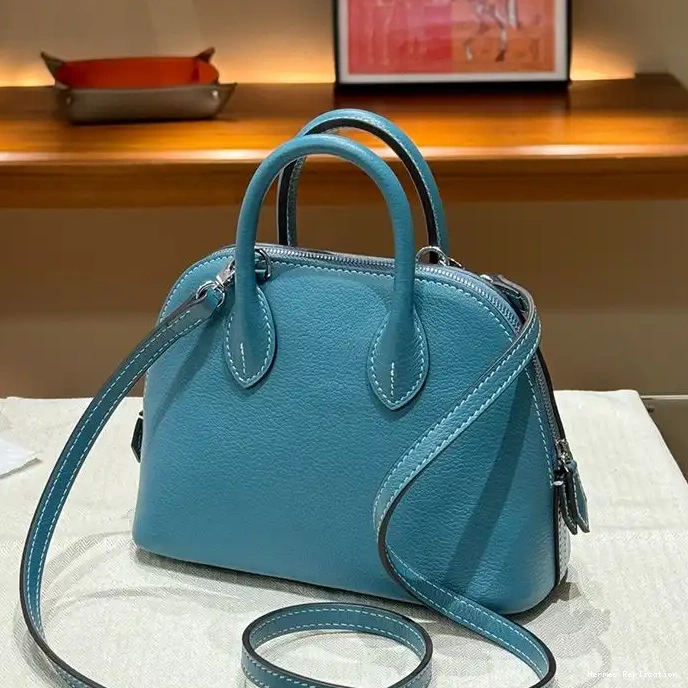 Affordable Bag Leather In Mini Palladium Hardware Hermes Blue Bolide Chevre 0304