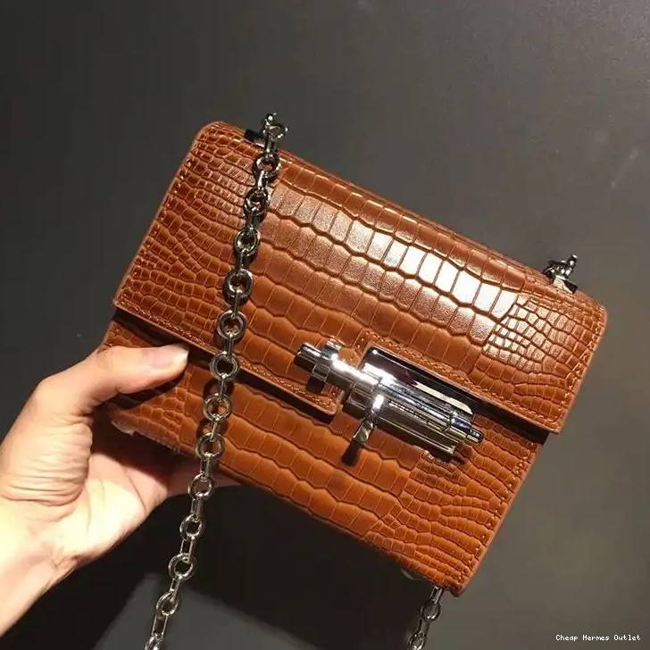 Affordable Brown Alligator Verrou Hermes Bag Hardware Palladium In Chaine Leather Mini 0306