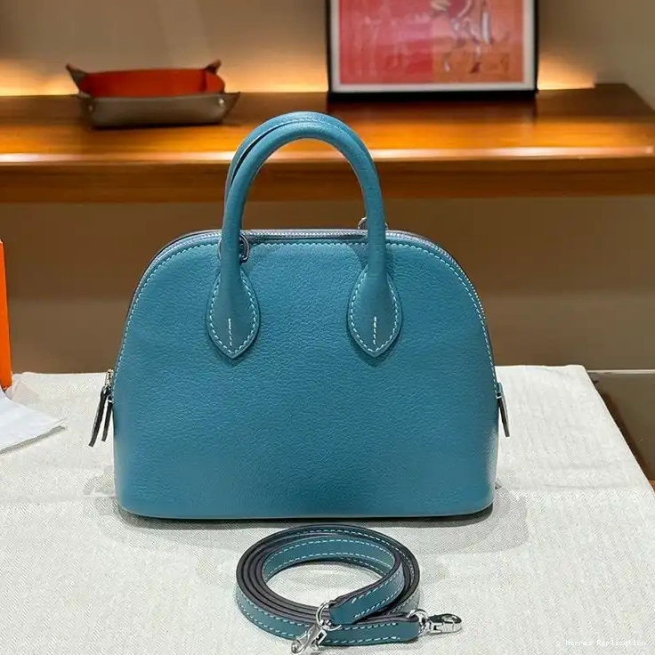 Affordable Bag Leather In Mini Palladium Hardware Hermes Blue Bolide Chevre 0304