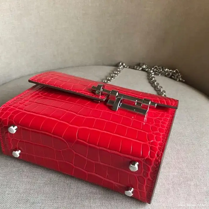 Affordable In Bag Alligator Hermes Hardware Palladium Verrou Mini Red Chaine Leather 0303