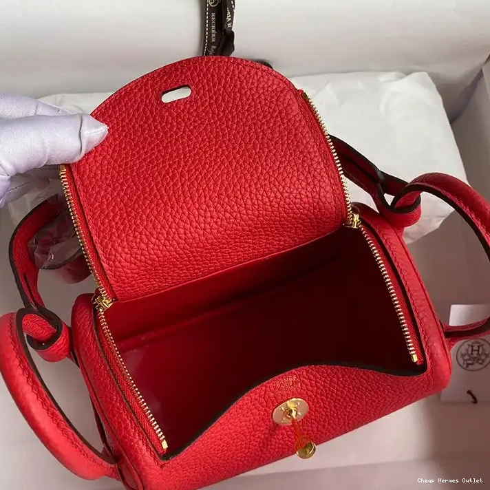 Affordable Hardware Bag Gold Mini In Leather Red Lindy Hermes Togo 0302