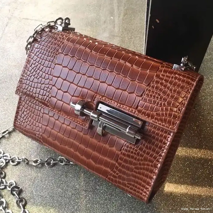 Affordable Brown Alligator Verrou Hermes Bag Hardware Palladium In Chaine Leather Mini 0306