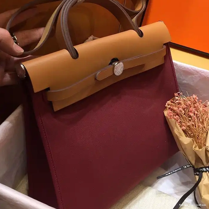 Affordable Palladium Burgundy Bag In Brown Herbag Hermes Canvas Hardware 0309