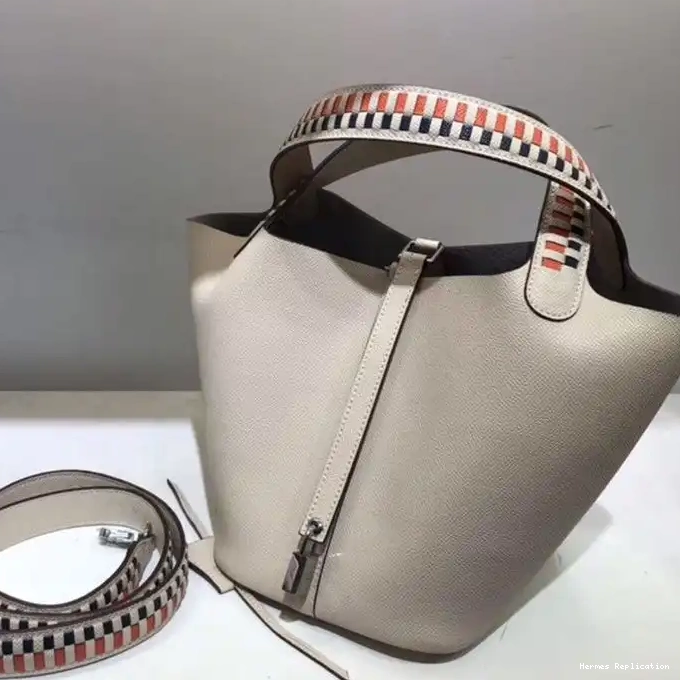 Affordable Picotin Leather Beige In Lock Bag Palladium Hardware Epsom Tressage Hermes 0303