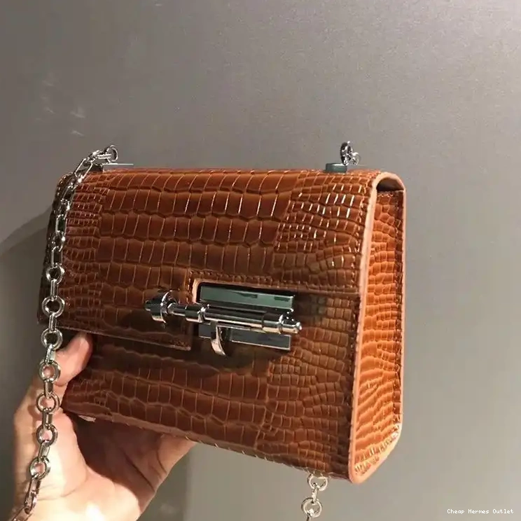 Affordable Brown Alligator Verrou Hermes Bag Hardware Palladium In Chaine Leather Mini 0306