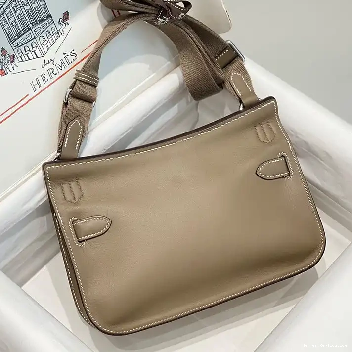 Affordable Leather Clemence Mini Jypsiere Hermes In Khaki Palladium Hardware Bag 0307