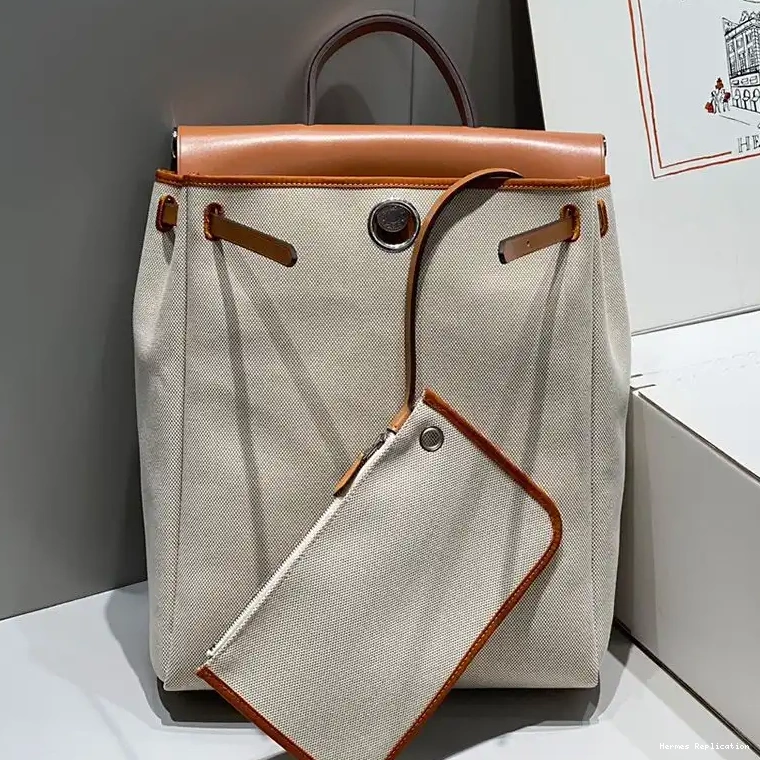 Affordable A Hermes Backpack Palladium Dos Zip Beige In Canvas Brown Herbag Hardware 0303